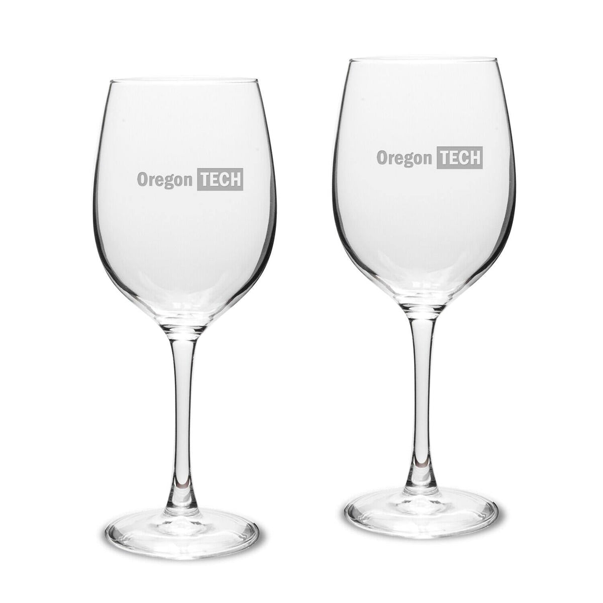 Jardine - Oregon Tech Hustlin' Owls Two-Piece 16oz. Traditional White Wine Glass Set - Multicolor