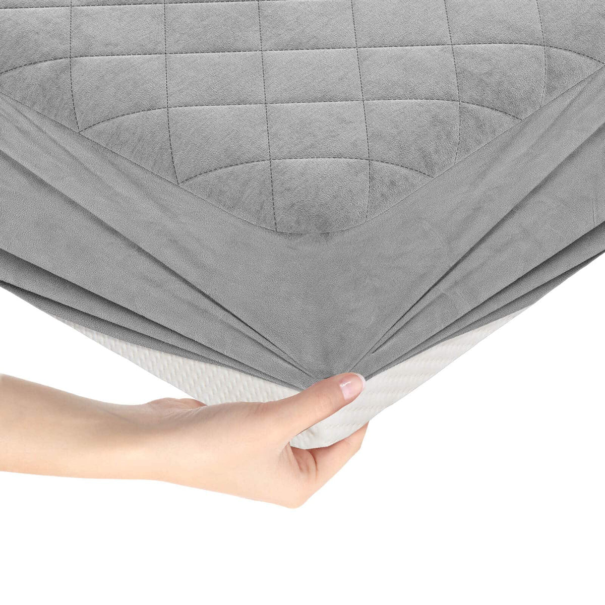 Costway - King Size Mattress Protector with Deep Pocket Sponge Padding Anti-slip Bottom - Gray