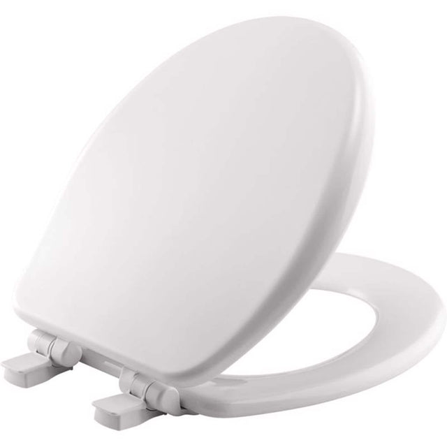 Front. BEMIS - Mayfair by Bemis Alesio Slow Close Round White Enameled Wood Toilet Seat - White.