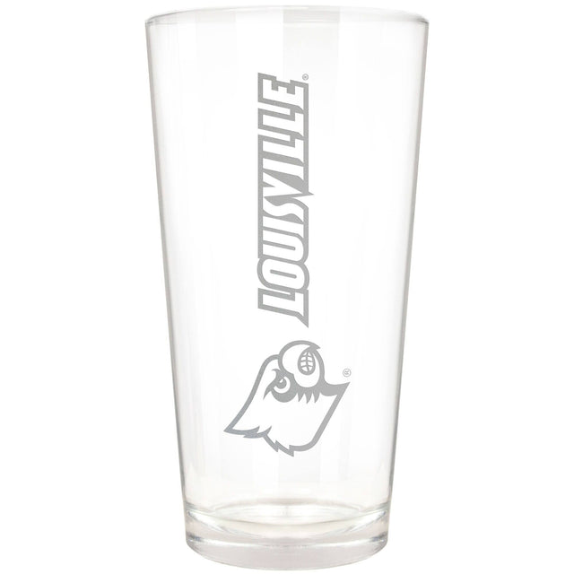 Front. Great American Products - Louisville Cardinals Etched 16oz. Vertical Rally Cry Pint Glass - Multicolor.