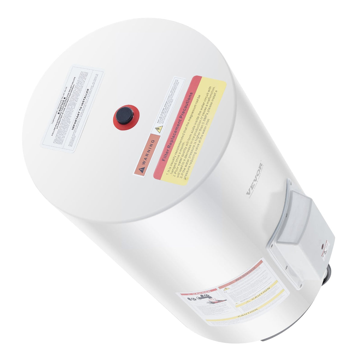 VEVOR - Electric Water Heater, 18 Gallon Tank Hot Water Heater, 1.6kW Tankless Water Heater with Knob Control, IPX4 Waterproof - White