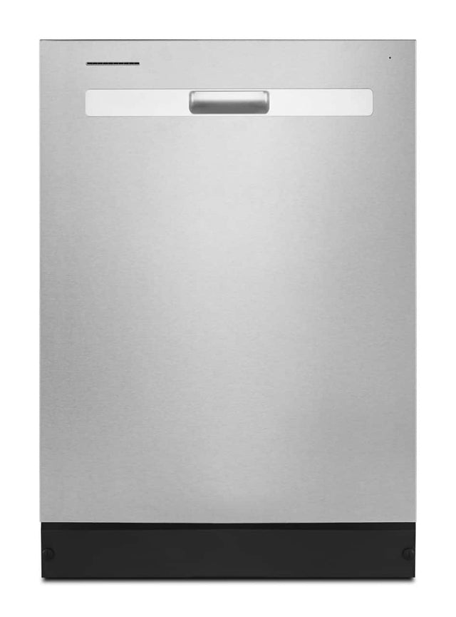 Front. Whirlpool - 24 inch  Quiet Dishwasher with Boost Cycle and Pocket Handle .- Fingerprint Resistant - Fingerprint Resistant Stainless Steel.