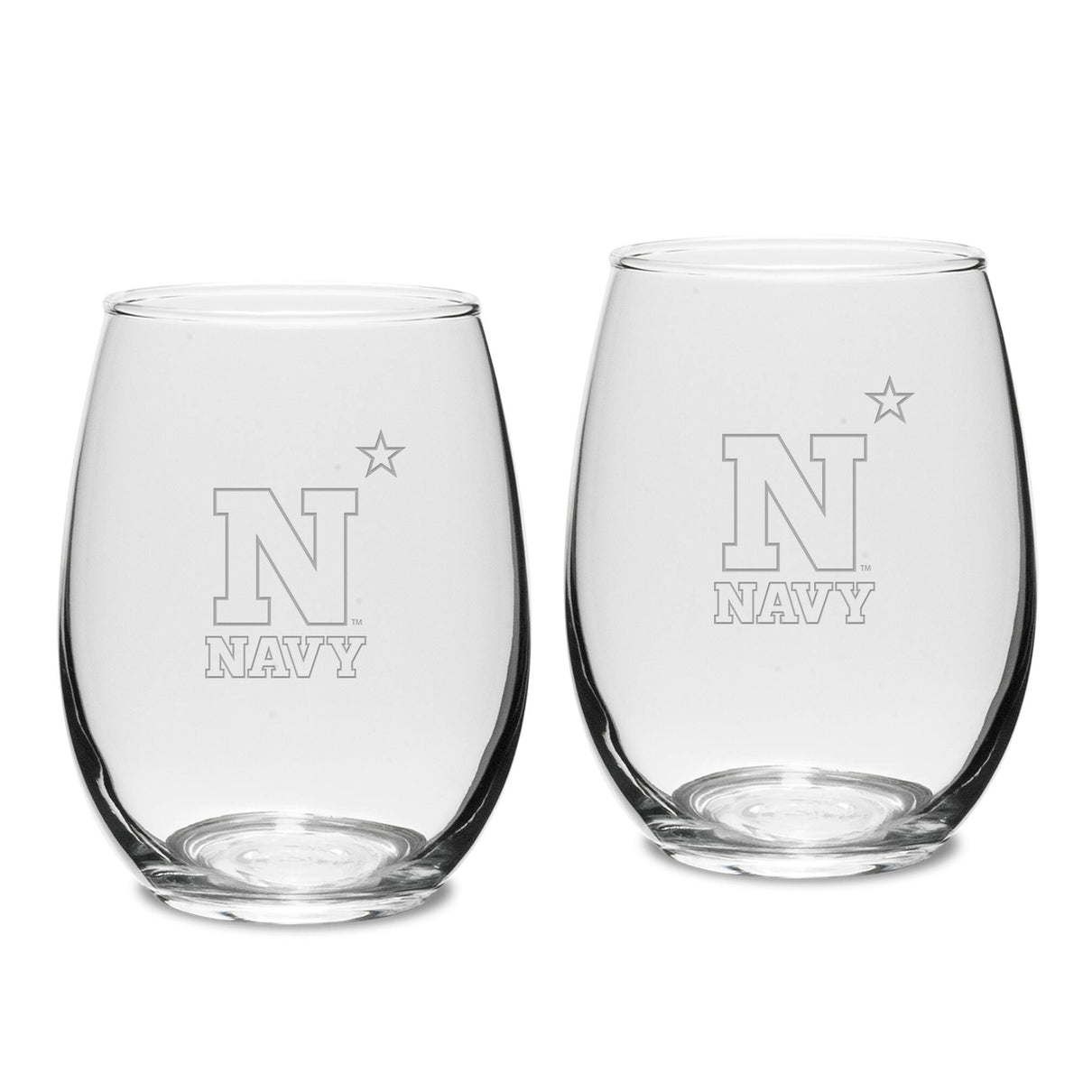 Jardine - Navy Midshipmen 2-Piece 15oz. Stemless Wine Glass Set - Multicolor