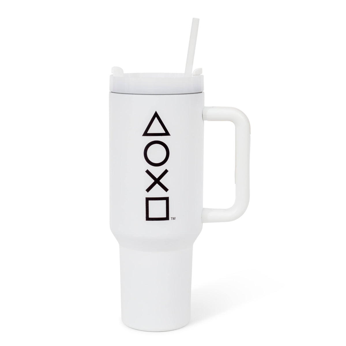 Pyramid America - PlayStation Controller Icons Metal Travel Tumbler | Holds 40 Ounces - White/Black