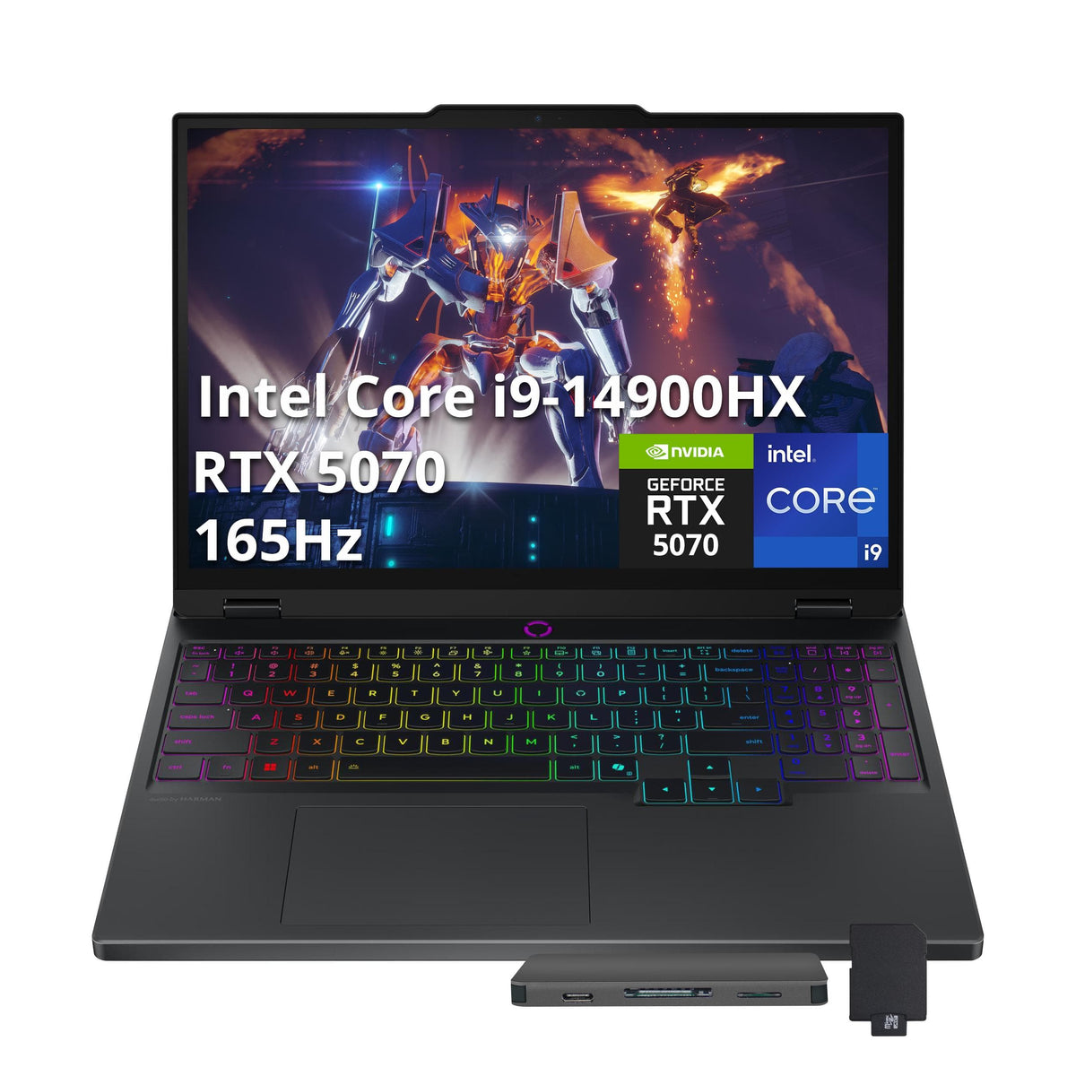 Lenovo - Upgraded - Legion 5 15.1" Gaming Laptop,Intel i9-14900HX,32GB DDR5,2TB PCIe SSD,GeForce RTX 5070,Win 11,1TB Dock Set - Black