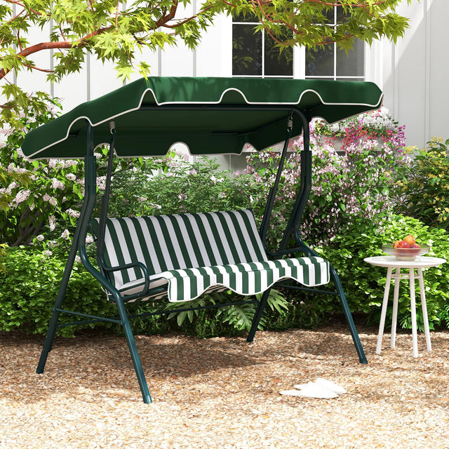 Front. Costway - Costway 3 Seats Patio Canopy Steel Frame Swing Glider Hammock Cushioned Backyard - Green.