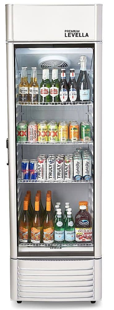 Premium Levella - 25 in. Wide 12.5 cu. ft. 1-Door Commercial Merchandiser Refrigerator Glass-Door Beverage Display Cooler - Silver