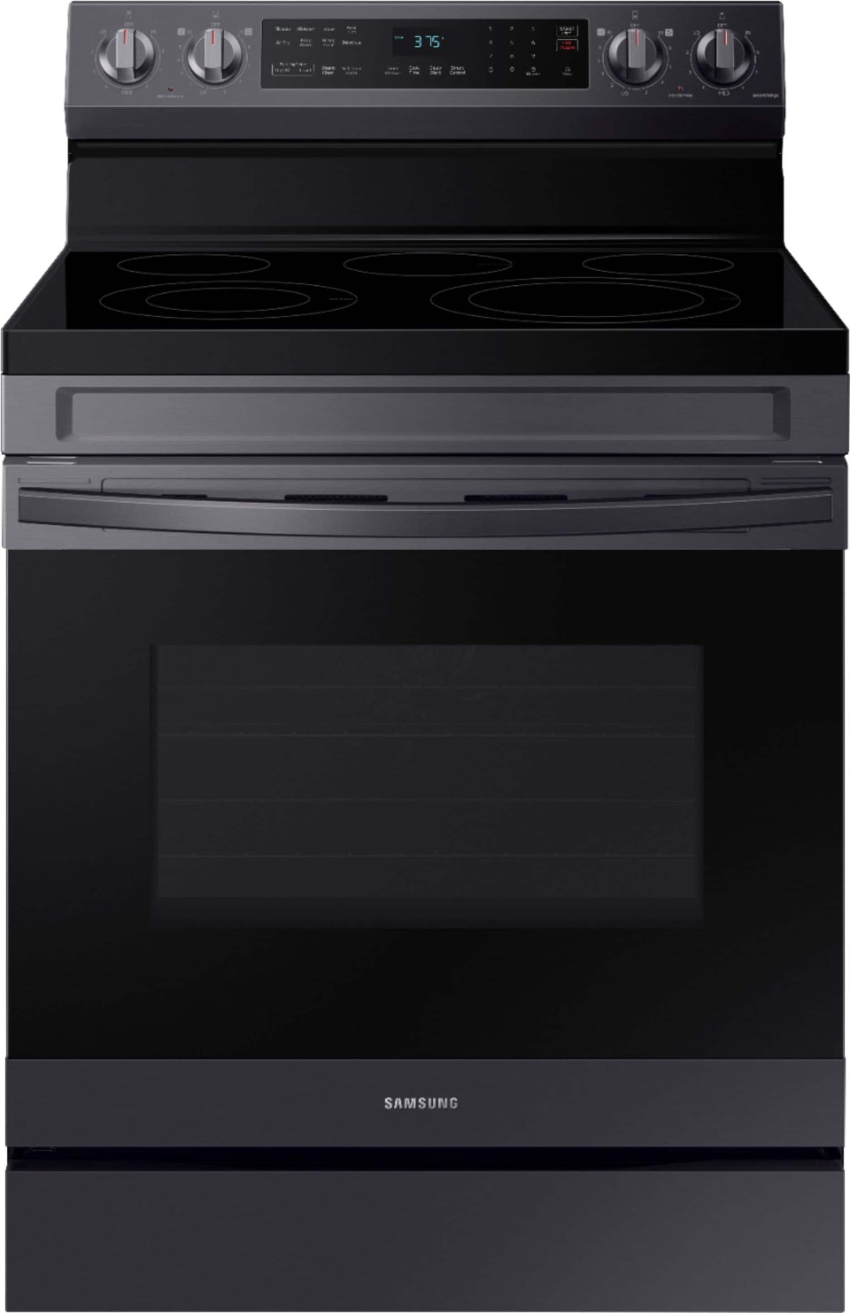 Samsung - 30 in. Wide 5 Elements 6.3 cu. ft. 5 Freestanding Electric Range with WiFi, No-Preheat Air Fry & Convection - Black Stainless Steel