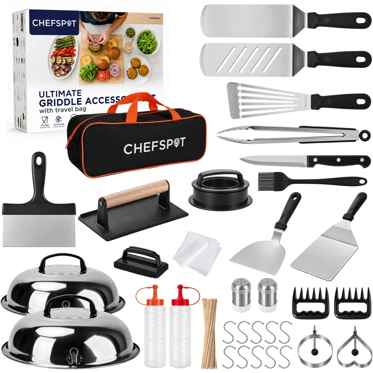 CHEFSPOT - 233-Piece Griddle Accessories Kit for Blackstone Flat Top Grills with Carry Bag - Black