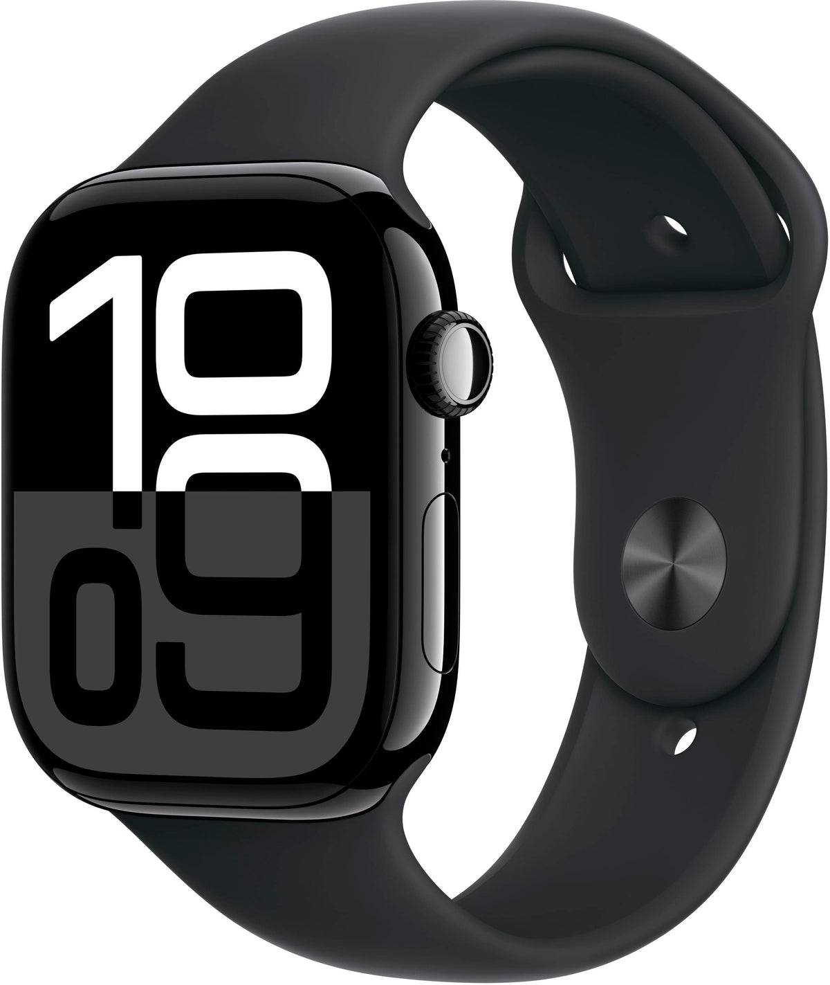 Geek Squad Certified Refurbished Apple Watch Series 10 (GPS+Cellular) 46mm Aluminum Case with Black Sport Band - S/M - Jet Black - (2024)