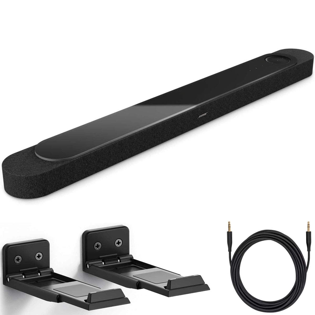 Bose - Lifestyle Ultra Soundbar Bundle with Aux Cable, Wall Mounts, Wireless Soundbar for TV with Dolby Atmos - Black