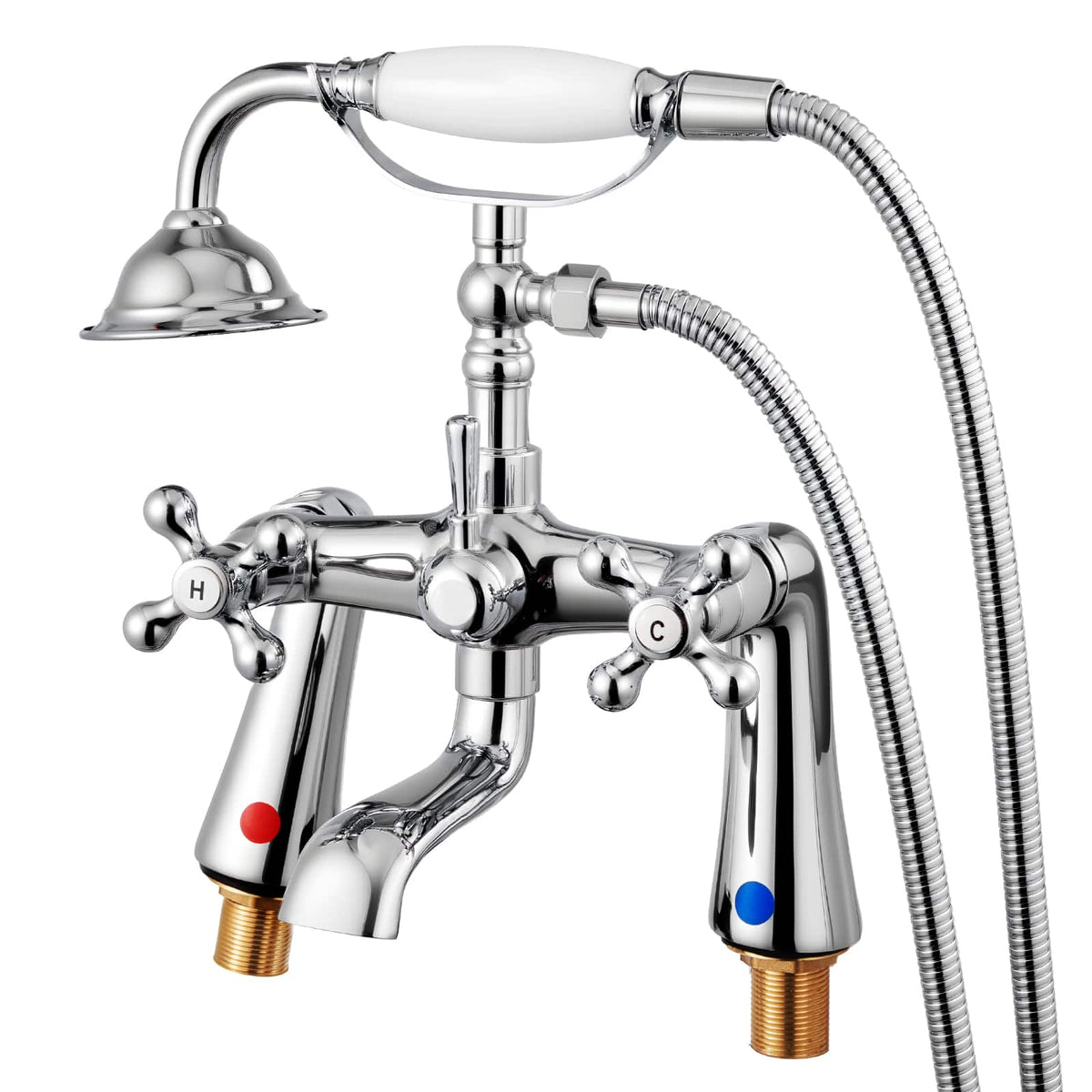 VEVOR - Clawfoot Tub Faucet, Deck Mount Bathtub Faucets, Vintage Clawfoot Tub Filler Faucet Shower Kit - Polished Chrome