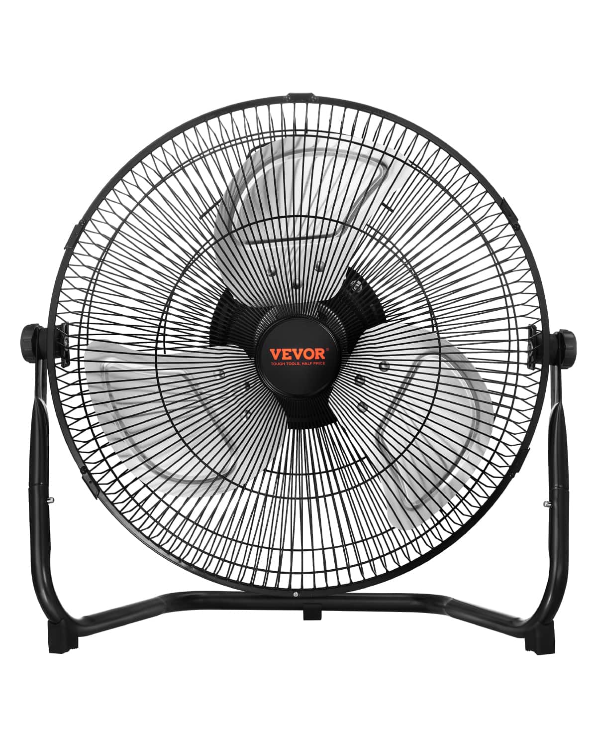 VEVOR - Floor Fan, 3 Speeds High Velocity Heavy Duty 14 Inch Industrial Fan, 2560 CFM 360° Adjustable Tilt 19.69 ft/sec Airflow - Black