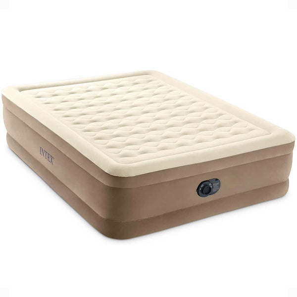 Intex - 64427ED Dura-Beam Deluxe Ultra Plush Air Mattress w/Built-in Pump, Queen - Beige