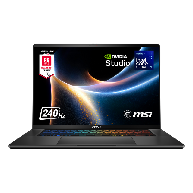 6 YEARS IN A ROW  
2026  
PC MAG READERS' CHOICE  

Series 3  
NVIDIA Studio  
intel CORE ULTRA 9  

240 Hz  
msi