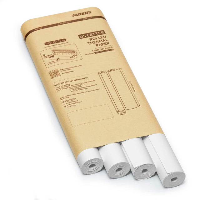 Jadens US Letter Rolled Instruction - Anti-Reflection Anti-Glare Thermal Paper - 100 Sheets - 1 Roll (4" x 60') - White - 100 Sheets - 1 Roll (4" x 60') - White - 100 Sheets - 1 Roll (4" x 60') - White - 100 Sheets - 1 Roll (4" x 60') - White - 100 Sheets - 1 Roll (4" x 60') - White - 100 Sheets - 1 Roll (4" x 60') - White - 100 Sheets - 1 Roll (4" x 60') - White - 100 Sheets - 1 Roll (4" x 60') - White - 100 Sheets - 1 Roll (4" x 60') - White - 100 Sheets - 1 Roll (4" x 60') - White - 100 Sheets - 1 Roll (