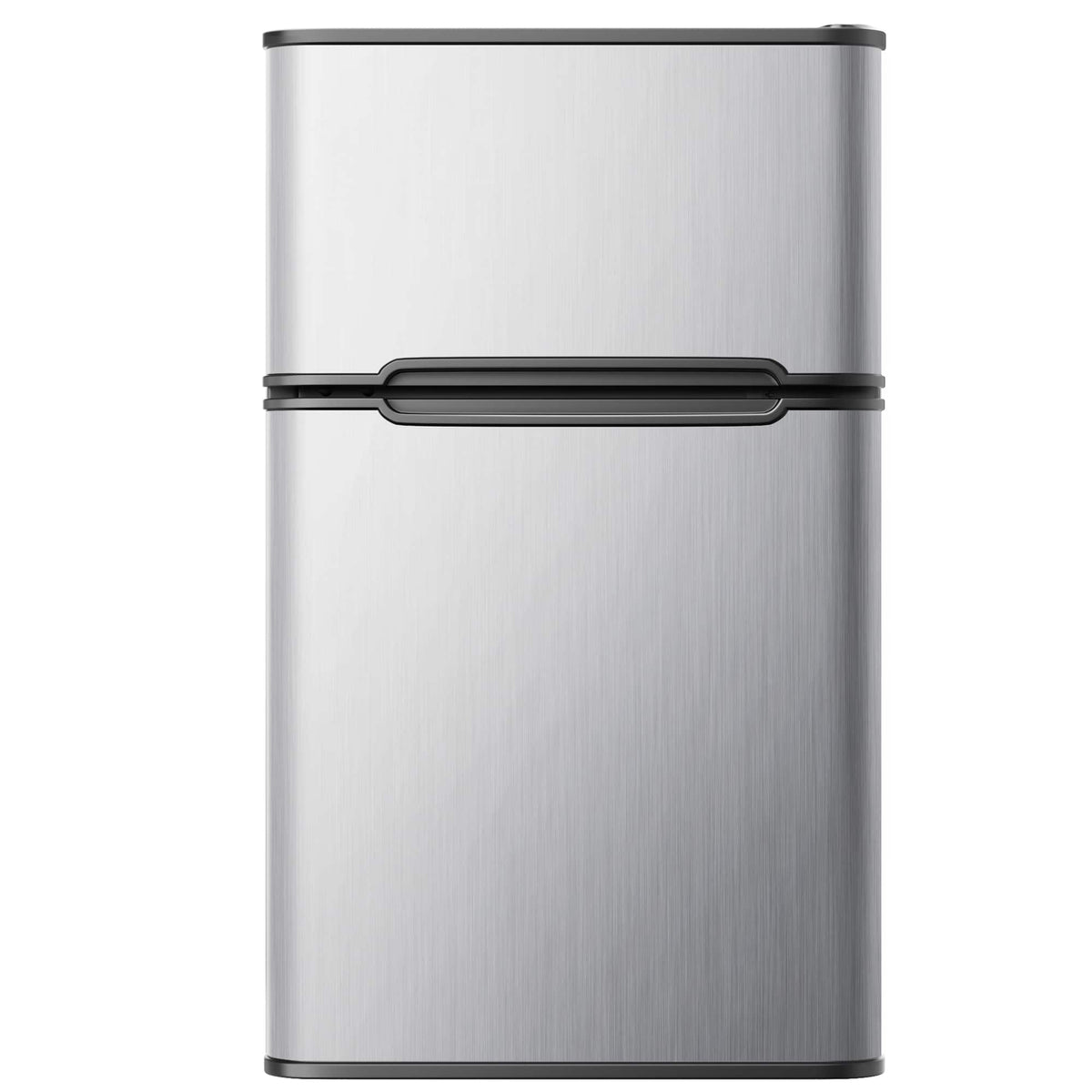 SIMZLIFE - 3.2 Cu ft Two-Door Mini Refrigerator with Freezer, Compact Design & Adjustable Removable Shelves - silvery