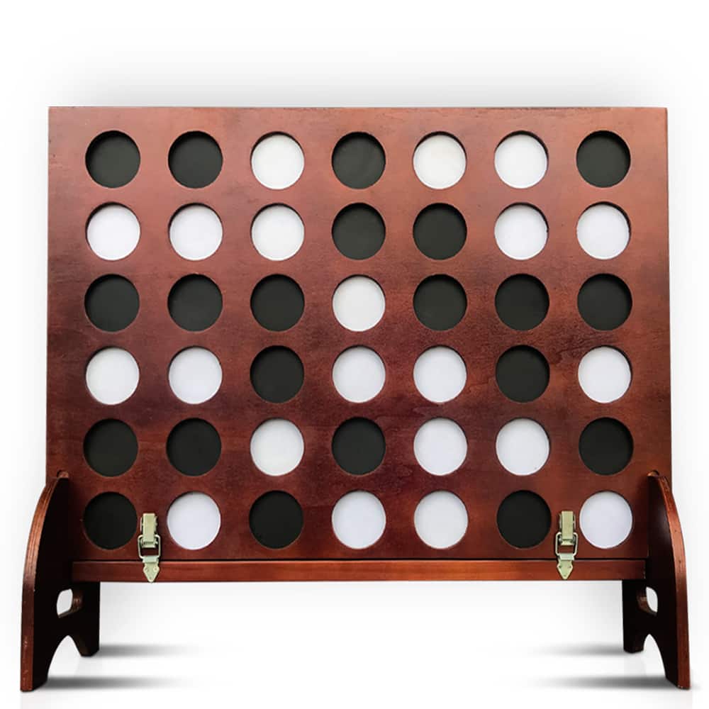 Swooc Games - Premium Giant Four in a Row (All Weather) Outdoor Game w/ Carrying Case - Noise Reducing - 60% Quieter - Brown