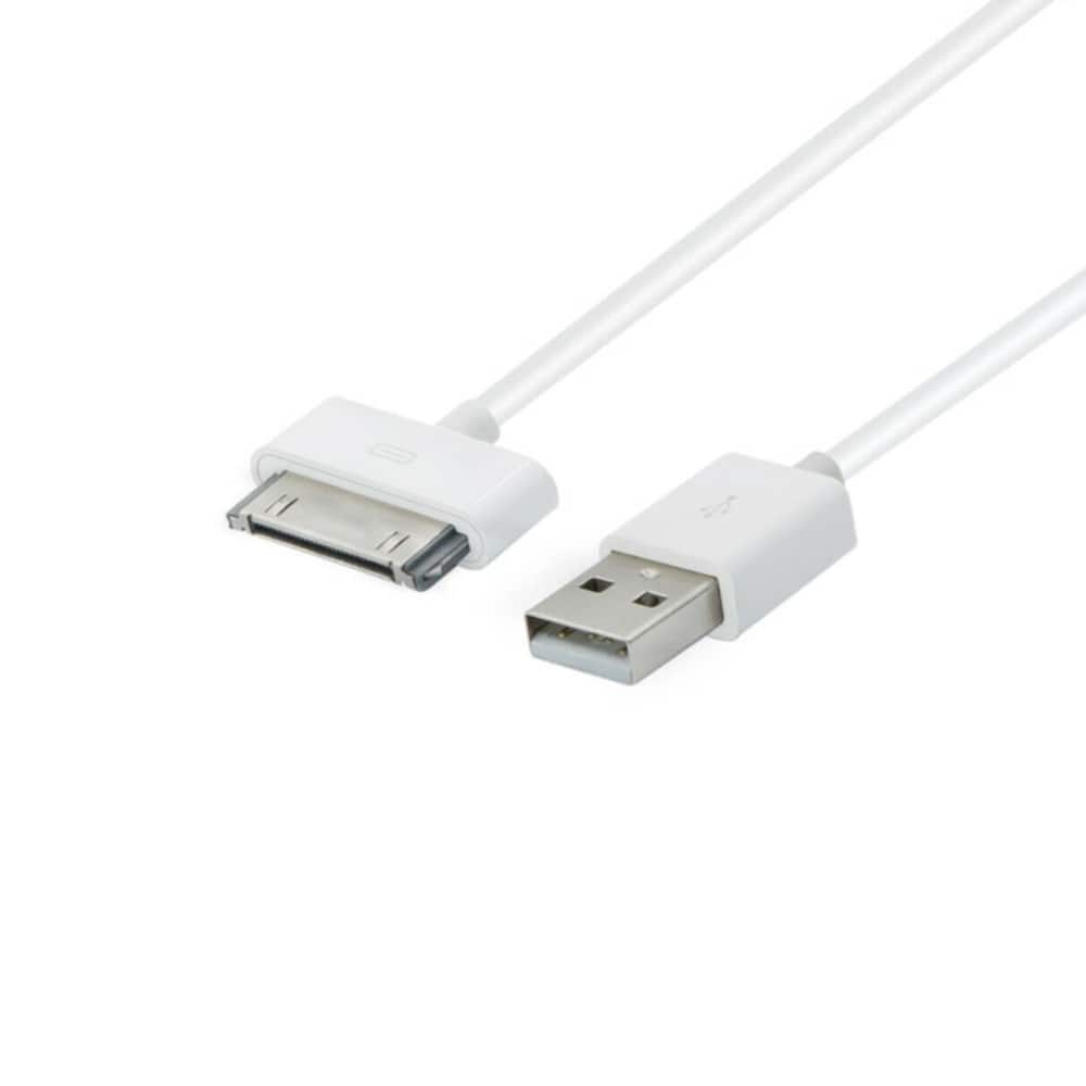Qixxronics - 3FT USB 30-Pin Charger Cable for iPhone 4 4S 3GS, iPad & iPod Classic 1st 2nd 3rd Generation, iPod Touch 4th - White