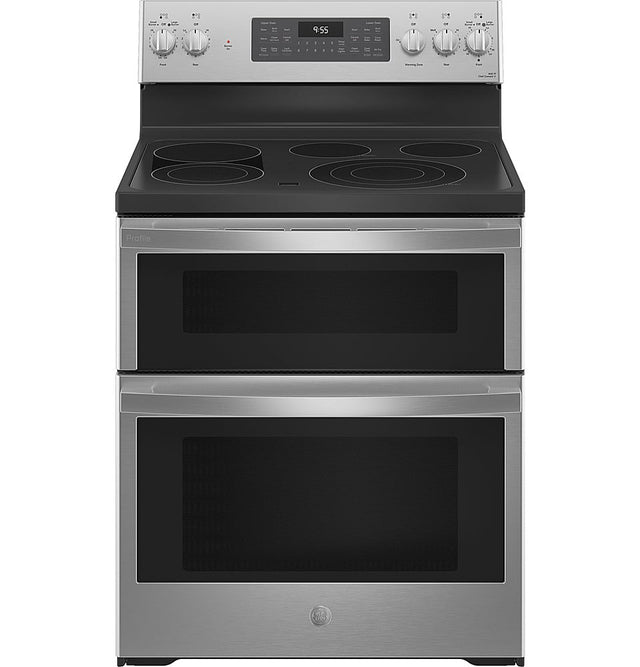 Front. GE Profile - 6.6 Cu. Ft. Freestanding Double Oven Electric True Convection Range with No Preheat Air Fry and Wi-Fi - Stainless Steel.