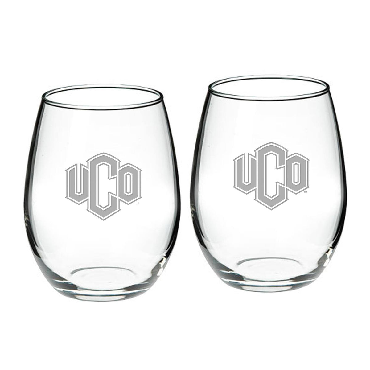 Jardine - Central Oklahoma Bronchos 21oz. 2-Piece Stemless Wine Glass Set - Multicolor