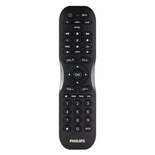 INPUT tv strm aud b-ray Il MENU APPS VOL + CH + OK VOL - CH - Sleep Setup cha 1 2 3 4 5 6 7 8 9 0 ENTER PHILIPS