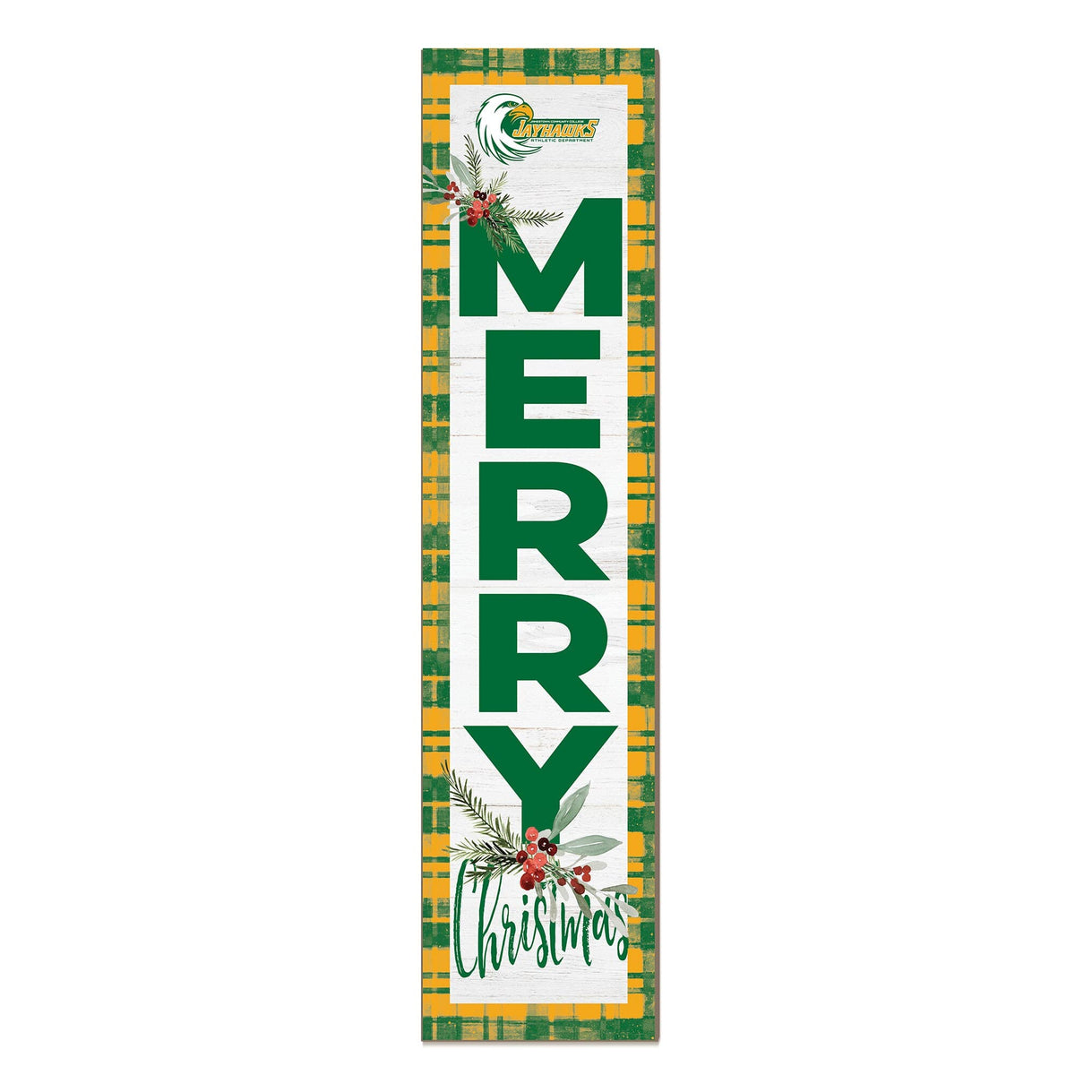 Jardine - SUNY Jamestown Community College 12'' x 48'' Outdoor Merry Christmas Leaner - White