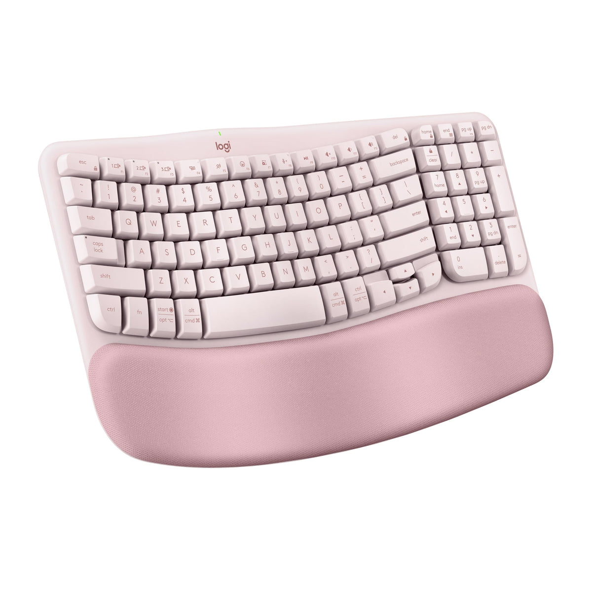 Logitech - Wave Keys Ergonomic Wireless Membrane Keyboard for Windows/Mac with Integrated Palm-rest - Rose