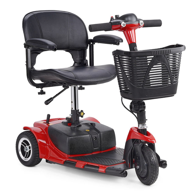 Front. VEVOR - 3 Wheel Folding Mobility Scooter for Adults & Seniors, Heavy-Duty Electric Powered Mobility Scooter & 12 Mile Long Range - Black;Red.