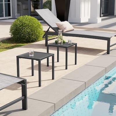 Front. Crestlive Products - Crestlive Products 2pc 16in Aluminum Patio Side Square Outdoor End Table - Black.