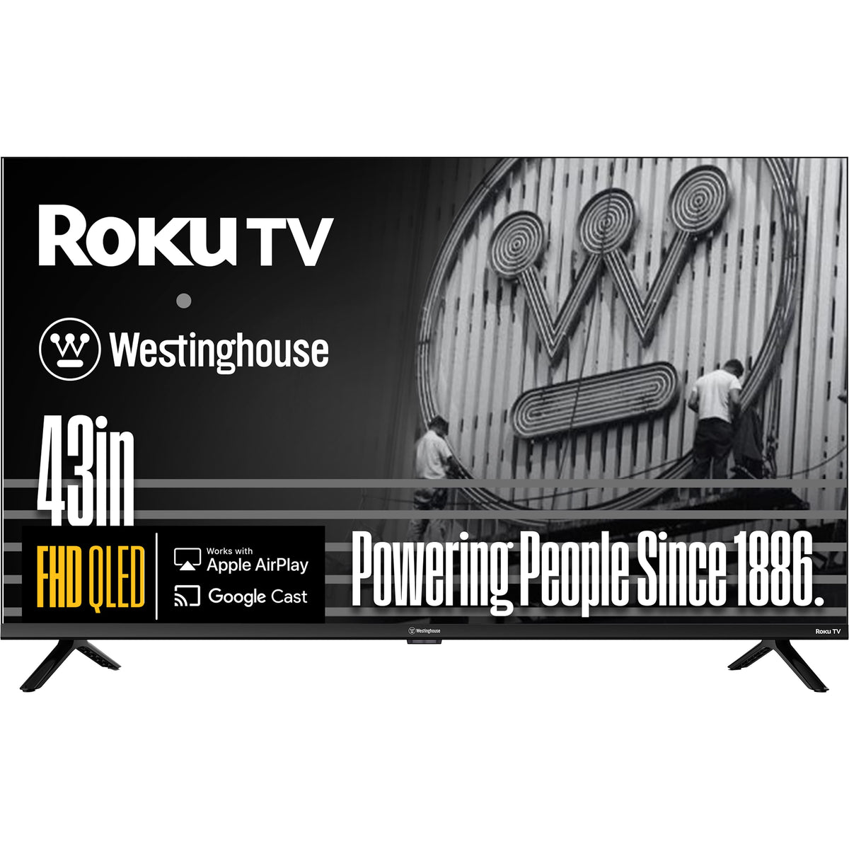 Westinghouse - 43-inch Smart Roku TV, FHD QLED, Dolby Digital+, Wi-Fi, Bluetooth, AirPlay, Alexa & Google Assistant