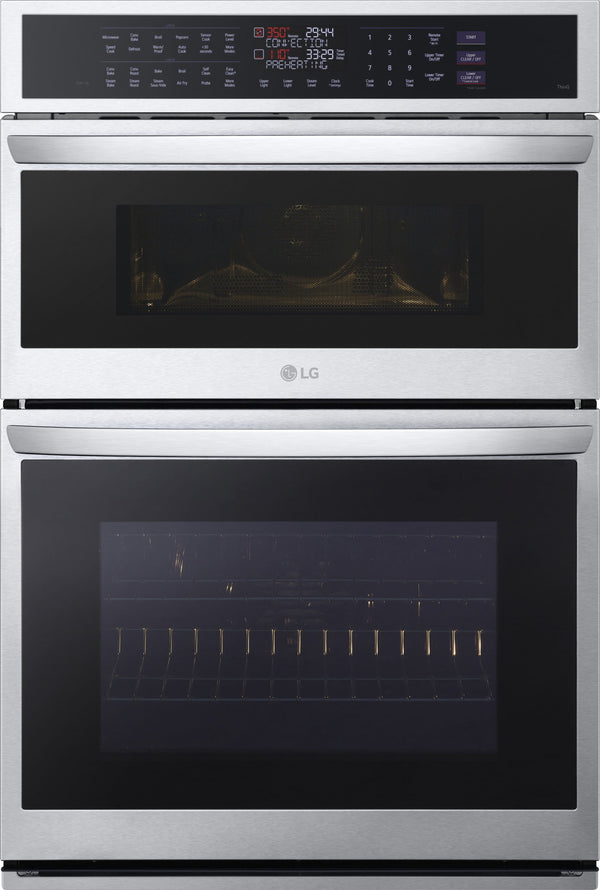LG - 30-in Wide Smart Built-In Electric Convection Combination Wall Oven with Microwave and Steam Sous Vide - Stainless Steel