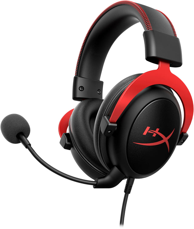 Front. HyperX - Cloud II Wired Gaming Headset for PC, Xbox X|S, Xbox One, PS5, PS4, Nintendo Switch, and Mobile - Black/Red.