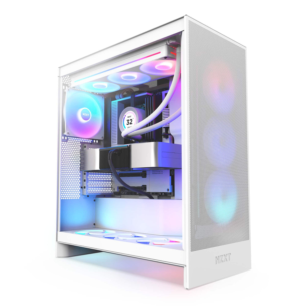 NZXT - H7 Flow 2024 Mid-Tower ATX PC Case with RGB Fans - White