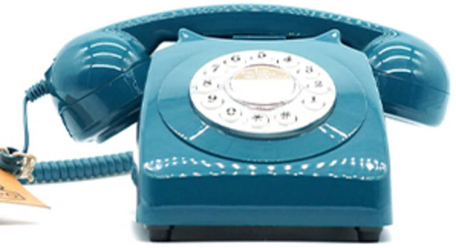 Front. PopMarket - GPO Retro GPO746DPBAZ 746 Desktop Push Button Telephone - Azure Blue   - MISC ACCESSORY - Green.
