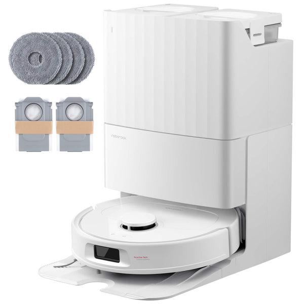 Roborock - Qrevo Series Robot Vacuum & Mop with Multifunctional Dock, 10,000Pa Suction, Anti-Tangle Brush, Self-Emptying - White