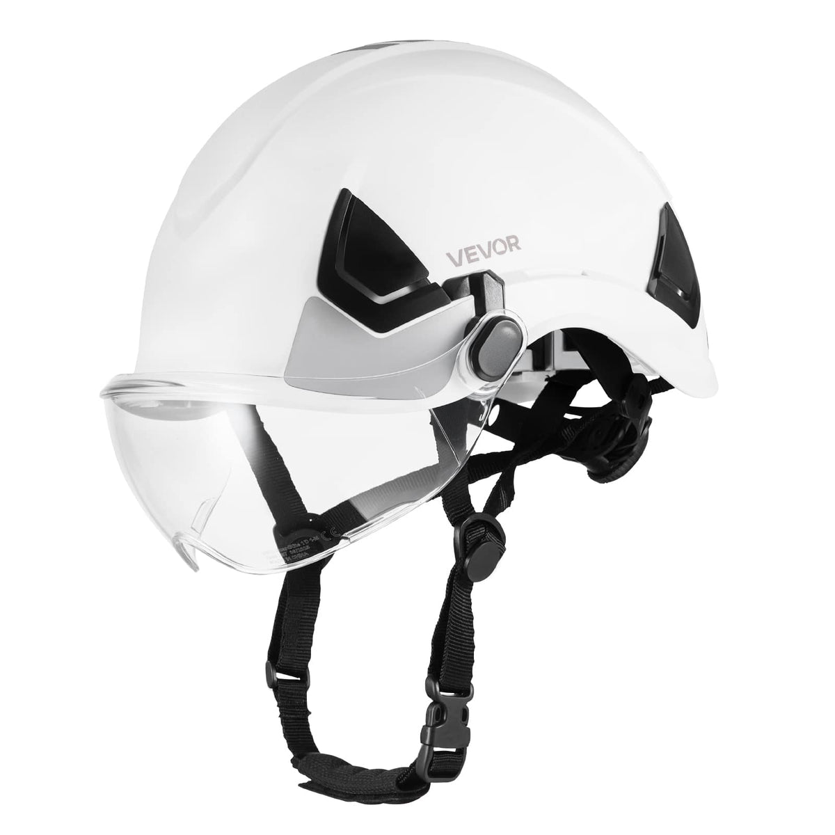 VEVOR - Industrial Safety Helmet, ANSI/ISEA Z89.1 Approved ABS Hard Hat with Visor & 6-Point Ratchet Suspension - One size fits all - White