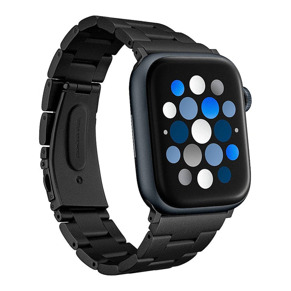 Insignia™ - Stainless Steel Link Band for Apple Watch 42mm, 44mm, 45mm, 46mm, and Apple Watch Ultra 49mm (All Series) - Black