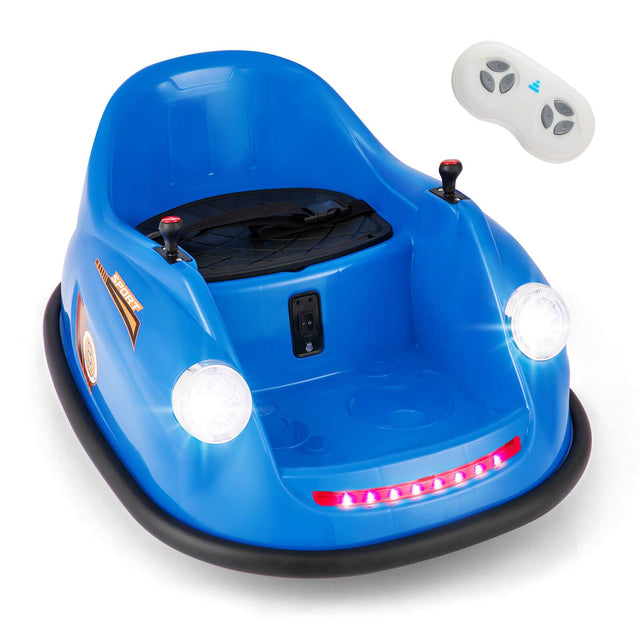Front. Costway - Costway Ride on Bumper Car for Kids with Remote Control 362 Degree Spin LED Light - Navy.