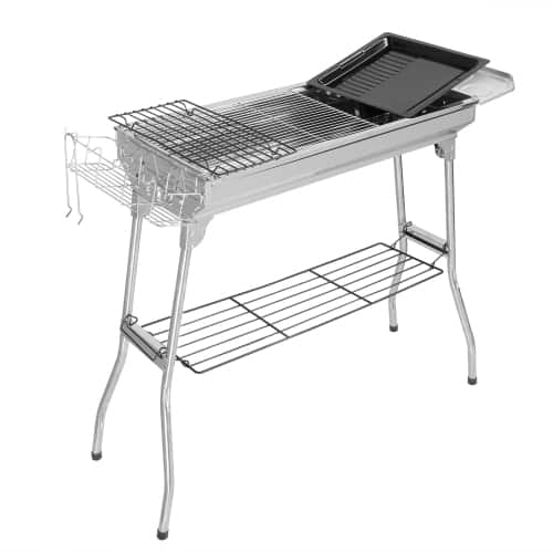 Front. Winado - Large Portable Charcoal Grill, Foldable Stainless Steel Grill Smoker for Outdoor Cooking Camping Hiking Picnic Party - Silver.