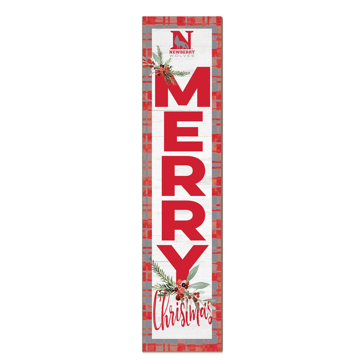 Jardine - Newberry College Wolves 12'' x 48'' Outdoor Merry Christmas Leaner - White