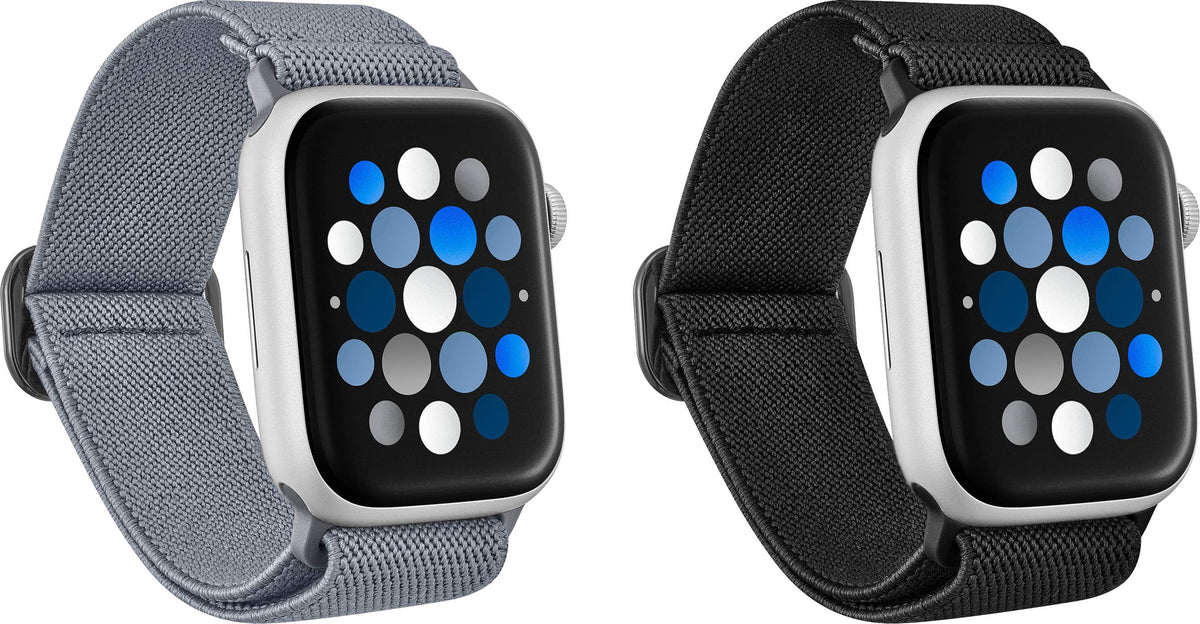 Best Buy essentials™ - Nylon Band for Apple Watch 44mm, 45mm, SE (1-3), 46mm, Ultra 49mm and Ultra 2 49mm (2-Pack) - Black & Gray