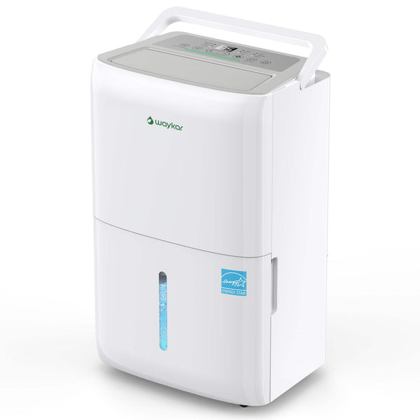 Waykar - 150-Pint Energy Star Quiet Dehumidifier with Bucket and Auto Defrost for Bedroom and Basement, Max 7000 sq. ft - White