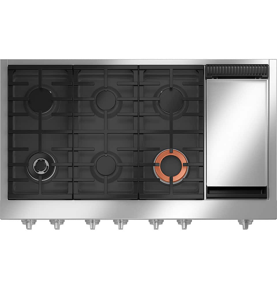 Café - 48 in. Wide Commercial-Style 6 Burner Built-In Gas Rangetop, Customizable - Stainless Steel