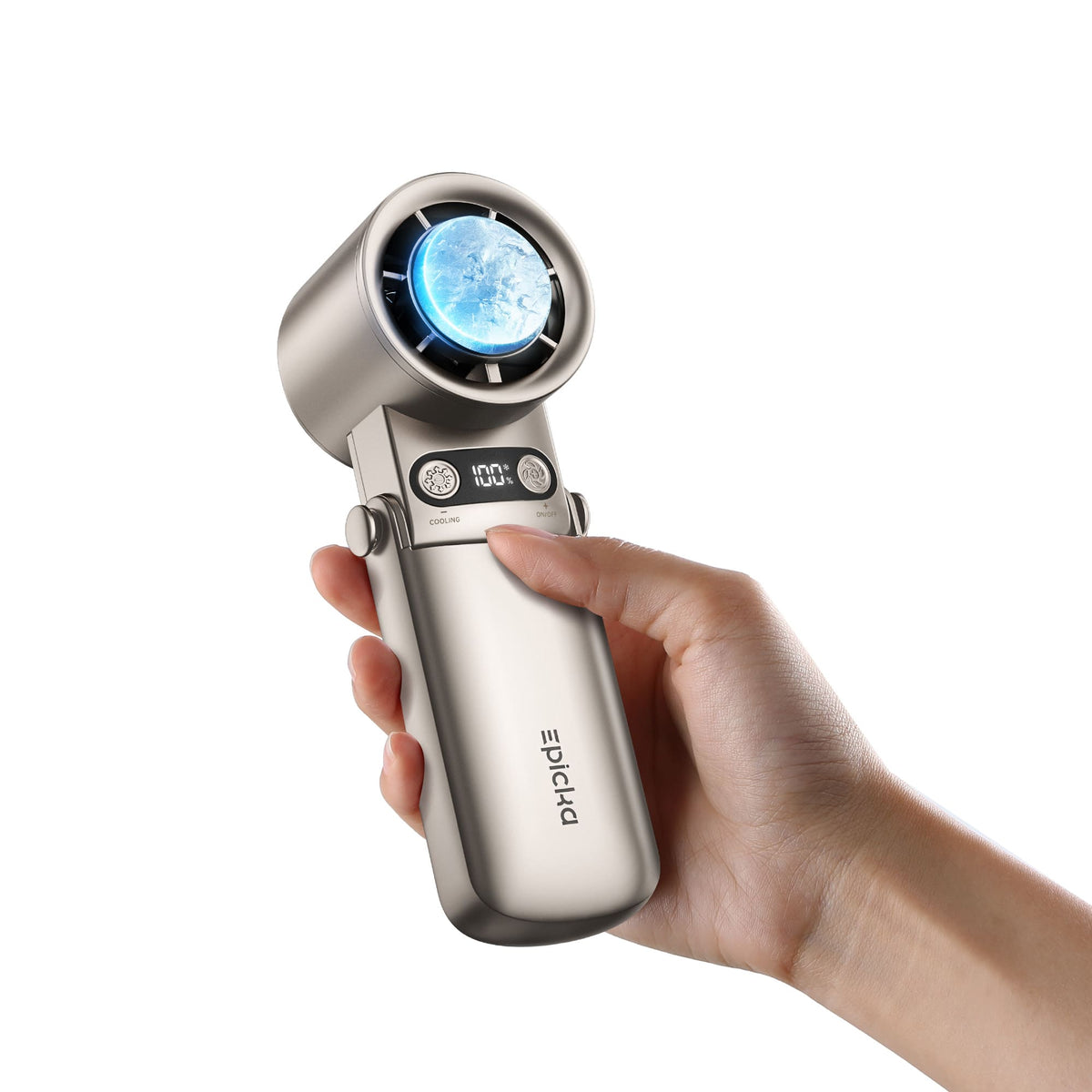 Epicka - Portable Handheld Fan with Ice Cooler - 25H Runtime, 6800mAh Personal Turbo Fan with Power Bank - Gold
