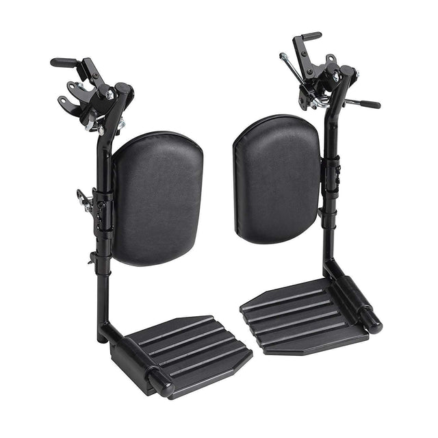 Front. Invacare - Wheelchair Elevating Legrests - Padded Calf Support, Aluminum Footplates, Adjustable Length - Black.