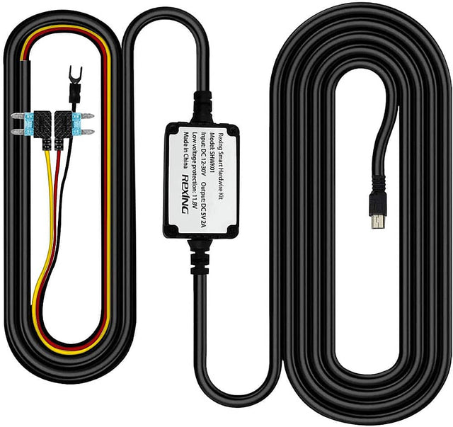 Front. Rexing - Smart Hardwire Kit Mini-USB Port for All Rexing Supercapacitor Models - Black.