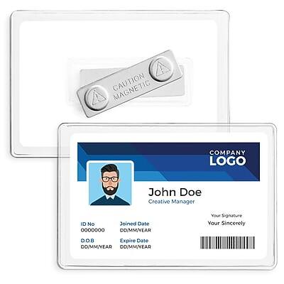 Staples - Magnetic Badge Holders, 2.25" x 3.5", Vinyl, 25/Pack - Clear