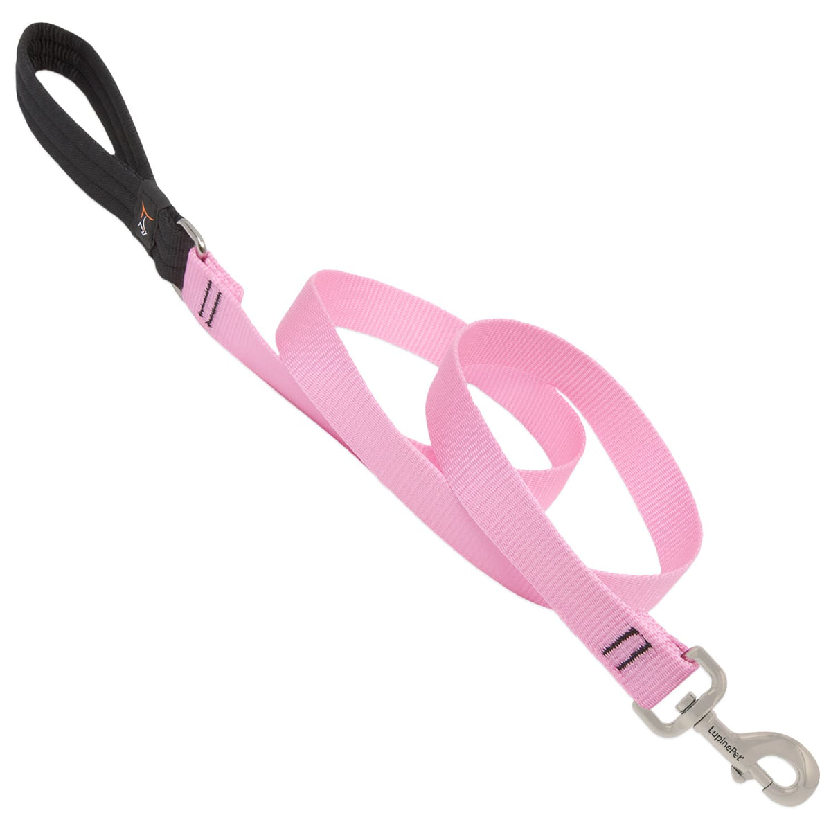 LupinePet - Basic Solids Nylon Dog Leash - Pink