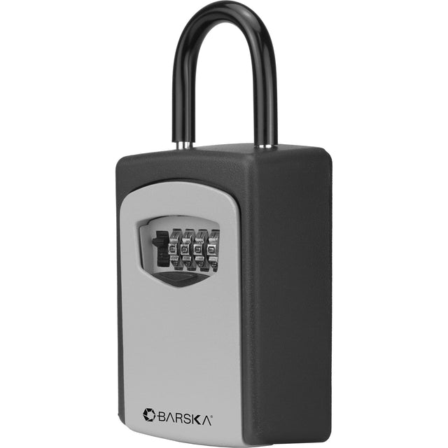 Front. Barska - Combination Key Lock Box-Outdoor Wall Mount & Hanging Key Safe - Black.